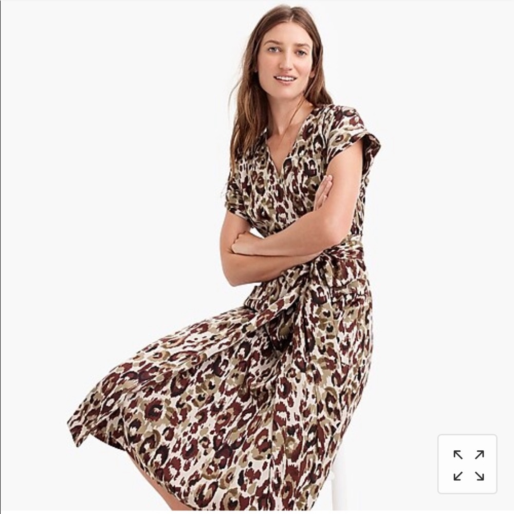 JCrew Short-sleeve wrap dress in leopard -XS